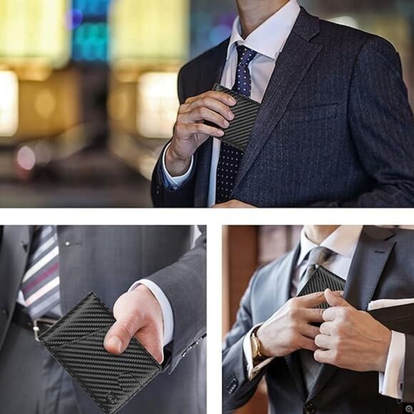 RFID Minimalist Bifold Slim Wallet with Money Clip 6 CC slots & 1 ID Win… - Picture 8 of 9